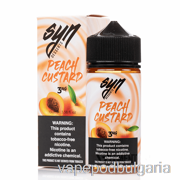 Vape 10000 Дръпки Peach Custard - Syn Liquid - 100ml 0mg